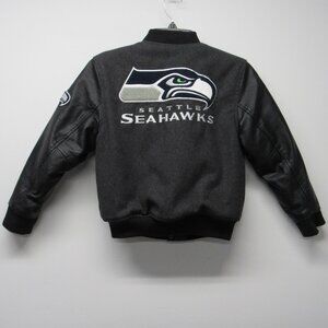 NFL Seattle Seahawks Boys Classic Varsity Wool Letterman Bomber Jacket M 10/12